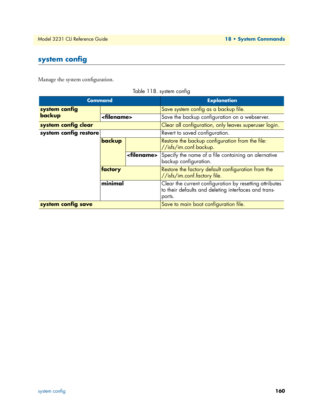 Patton electronic 3231 manual System conﬁg, Manage the system conﬁguration 