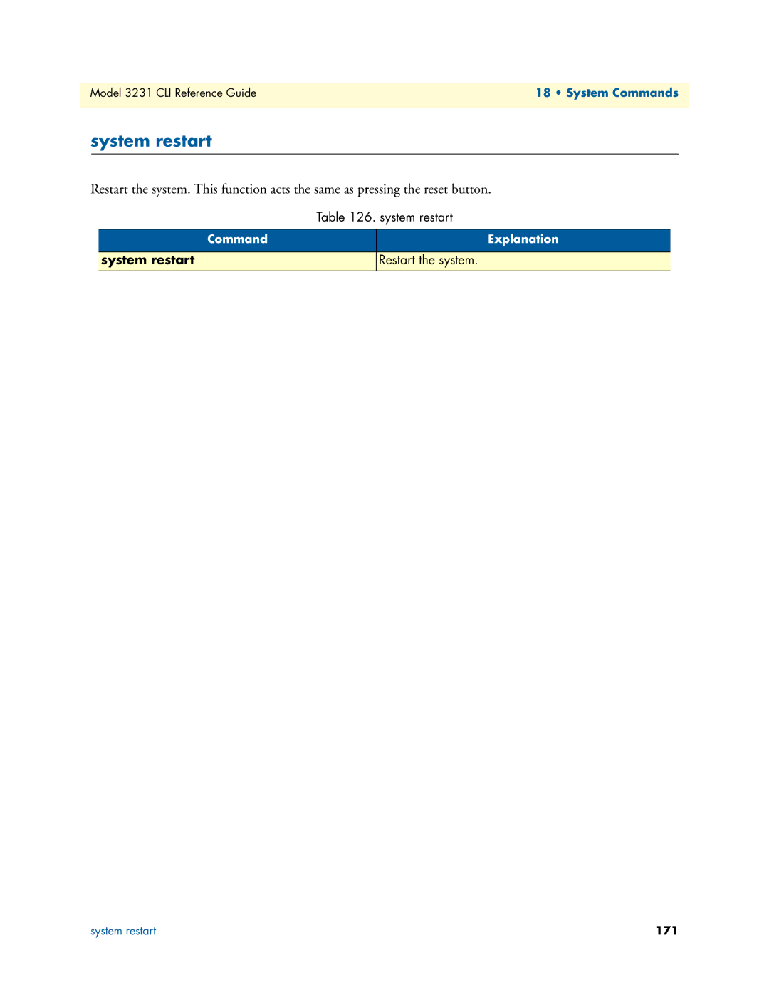 Patton electronic 3231 manual System restart 