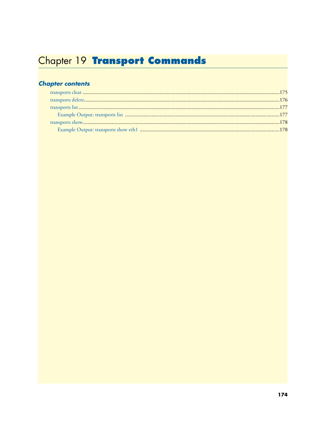 Patton electronic 3231 manual Transport Commands, Chapter contents 