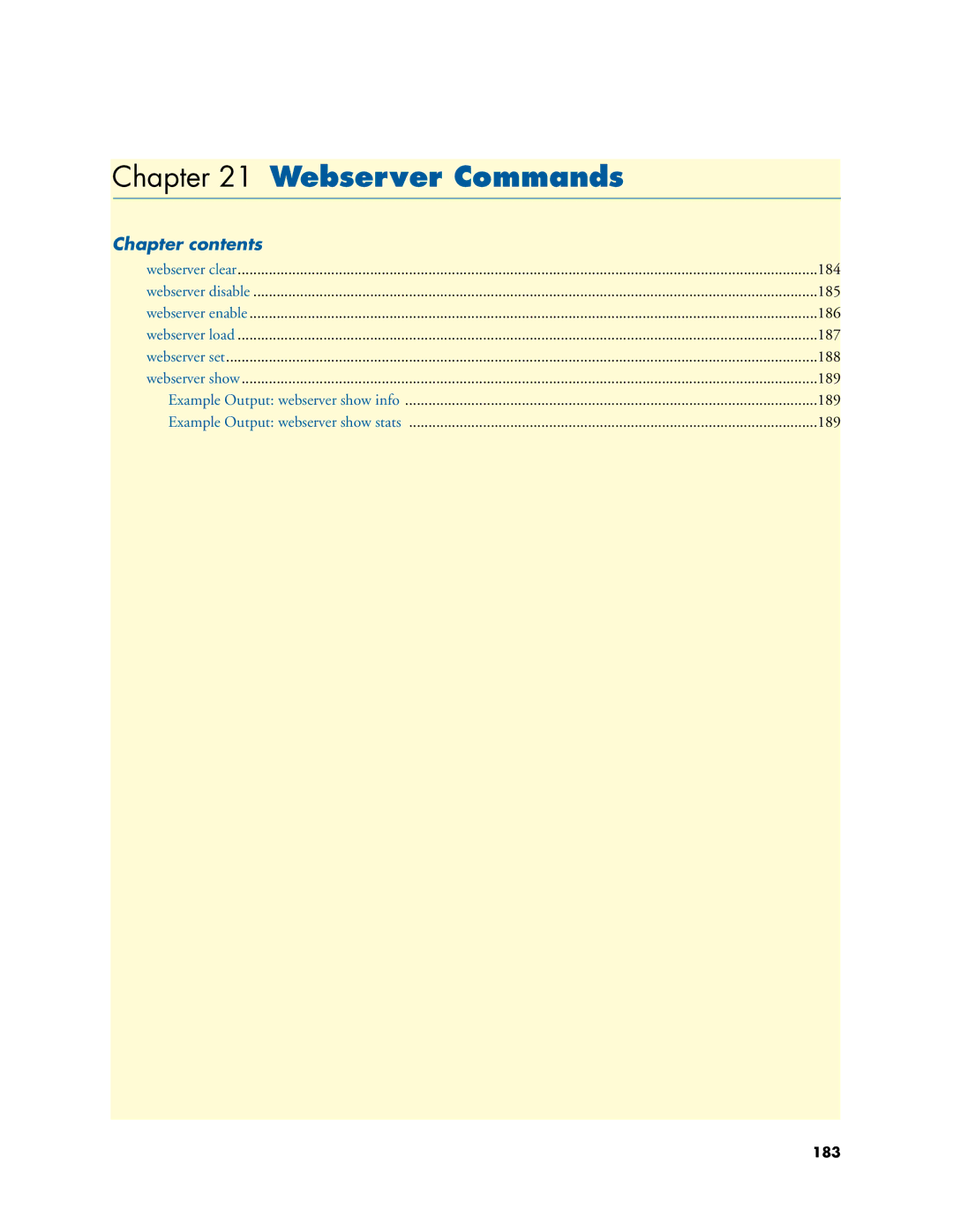 Patton electronic 3231 manual Webserver Commands, Chapter contents 