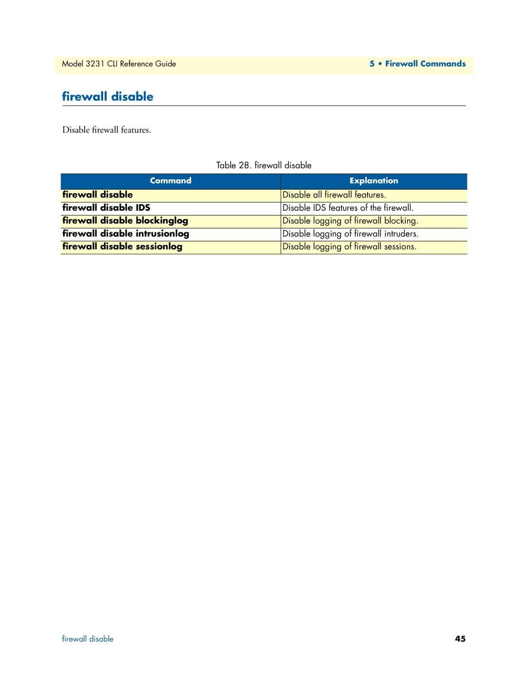 Patton electronic 3231 manual ﬁrewall disable, Disable ﬁrewall features 