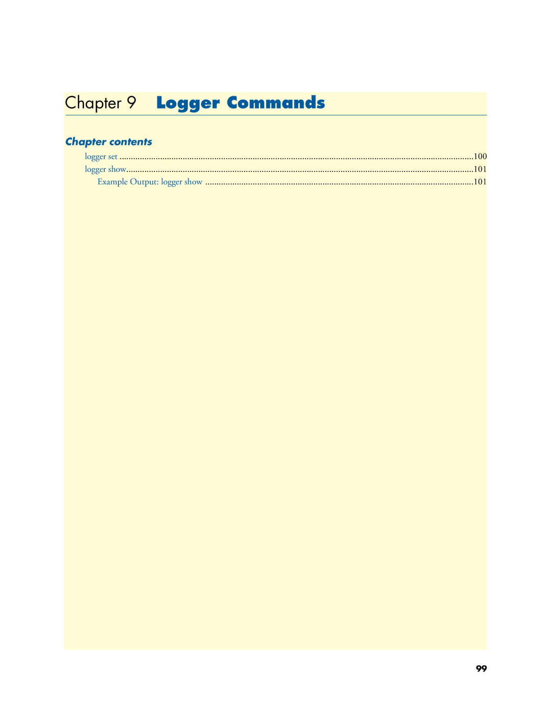 Patton electronic 3231 manual Logger Commands, Chapter contents 