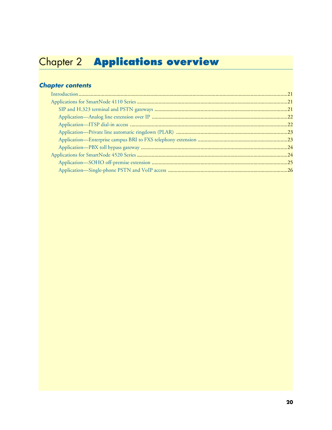 Patton electronic 4110, 4520 user manual Applications overview, Chapter contents 