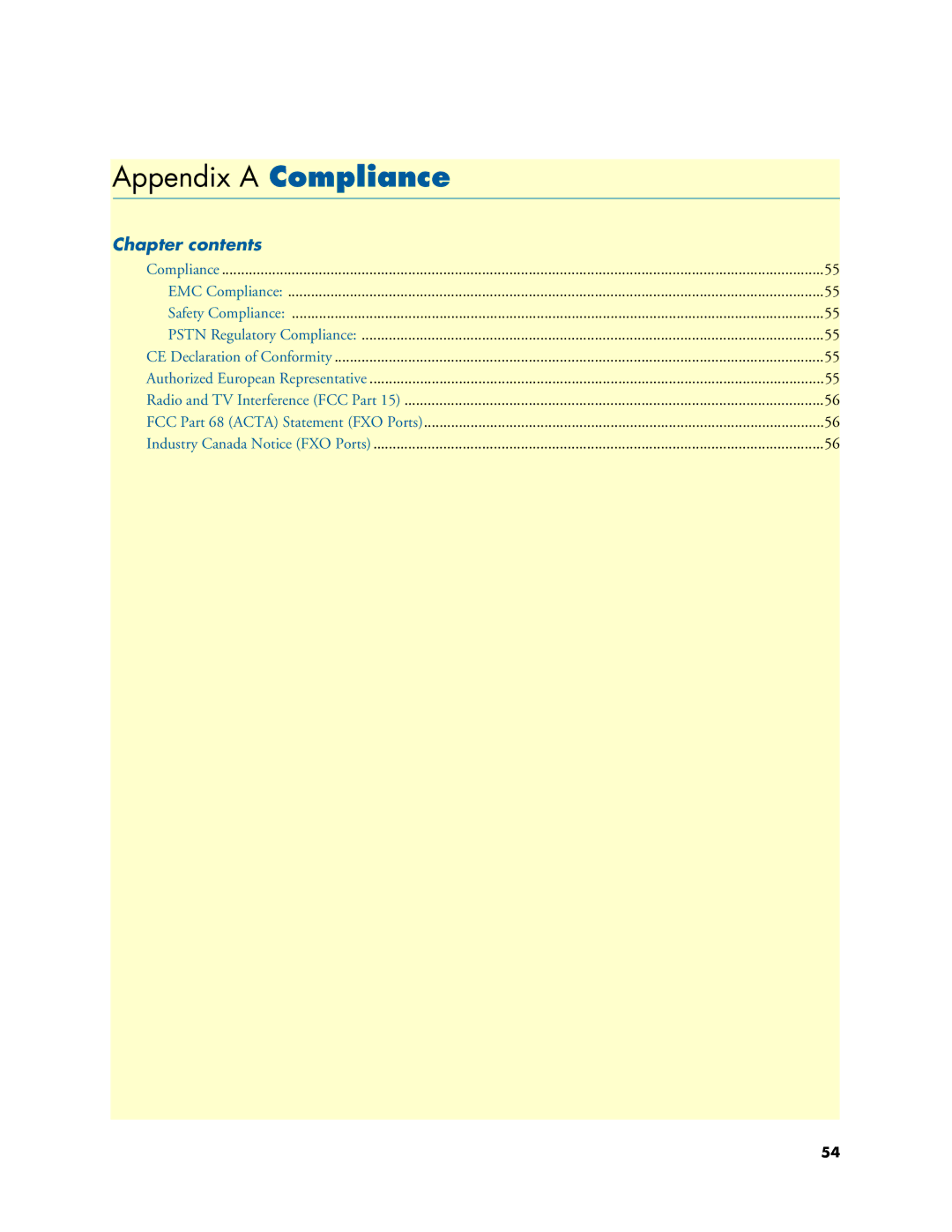 Patton electronic 4110, 4520 user manual Appendix a Compliance 