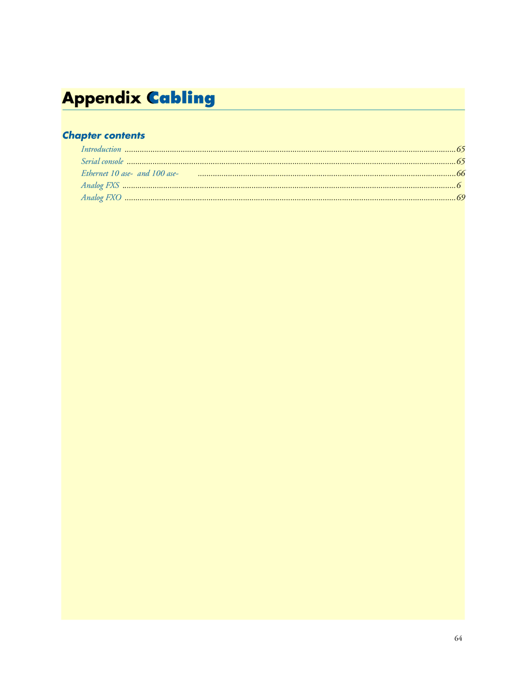 Patton electronic 4110, 4520 user manual Appendix C Cabling 