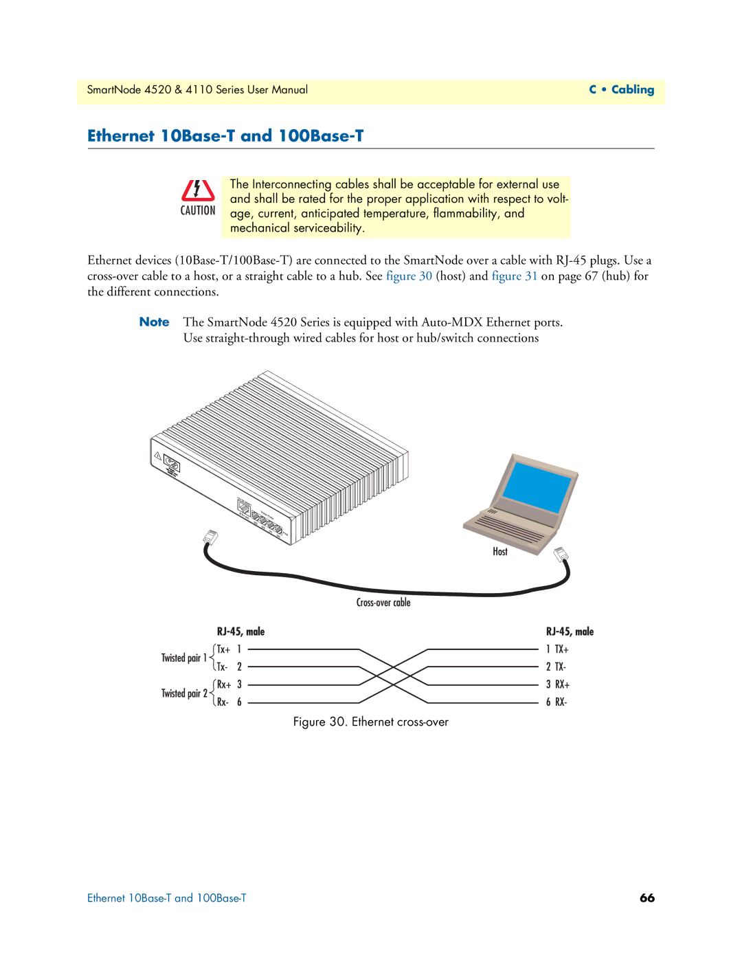 Patton electronic 4110, 4520 user manual Ethernet 10Base-T and 100Base-T, Ethernet cross-over 