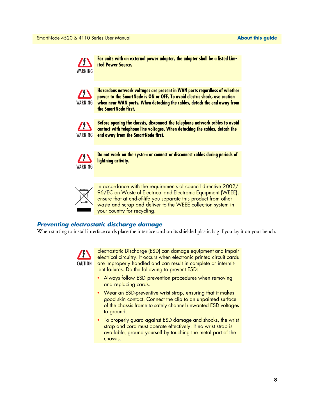 Patton electronic 4110, 4520 user manual Preventing electrostatic discharge damage 