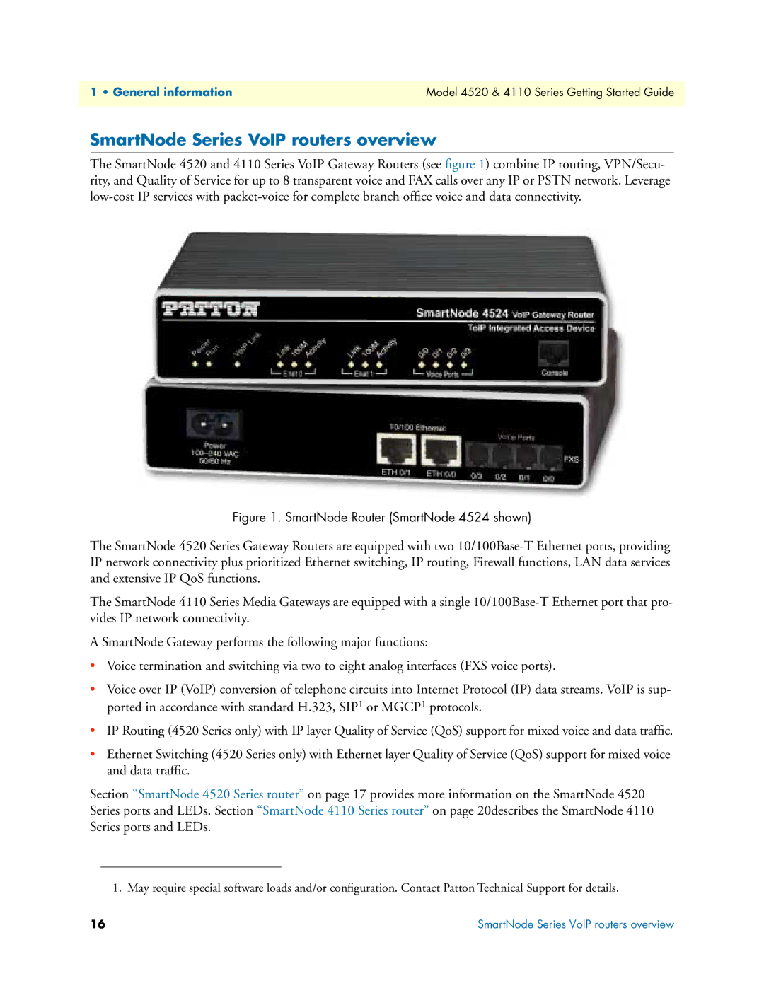 Patton electronic 4110 manual SmartNode Series VoIP routers overview, SmartNode Router SmartNode 4524 shown 