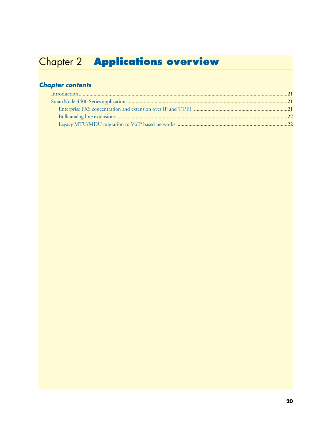 Patton electronic 4400 manual Applications overview, Chapter contents 