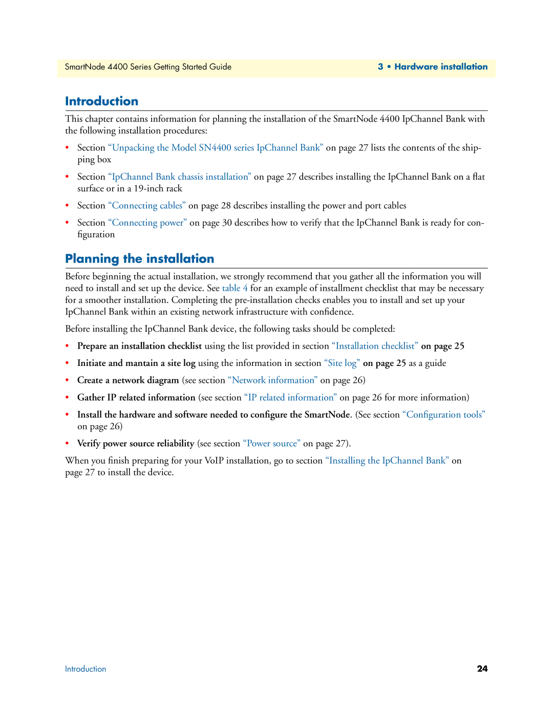 Patton electronic 4400 manual Introduction, Planning the installation 