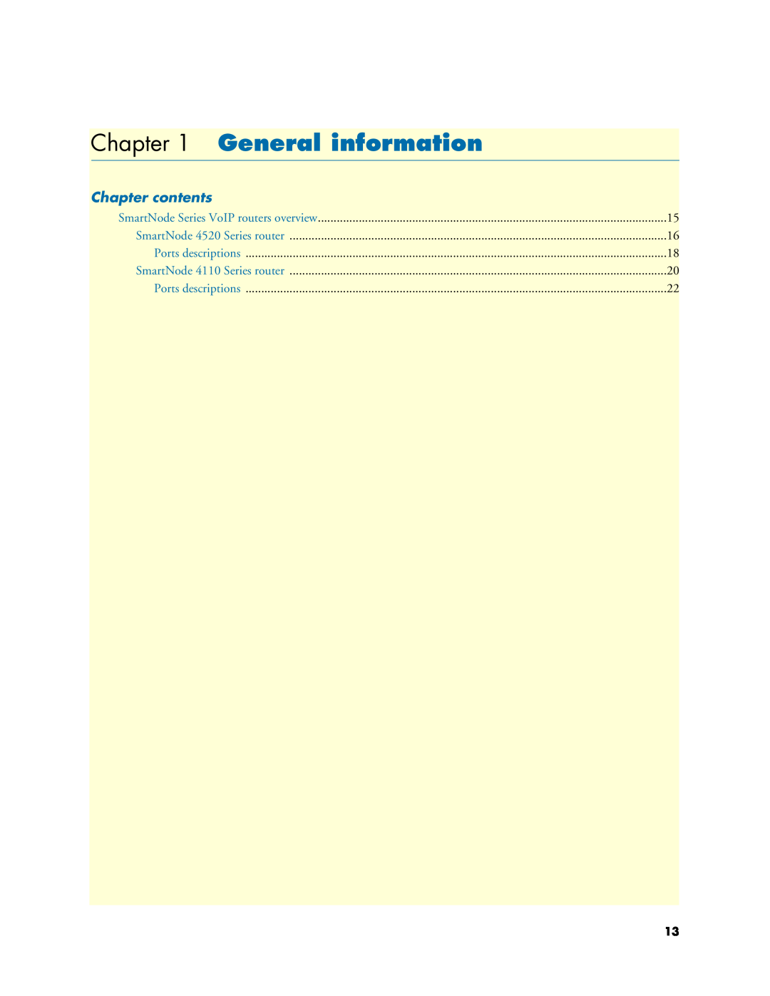Patton electronic 4520 manual General information, Chapter contents 