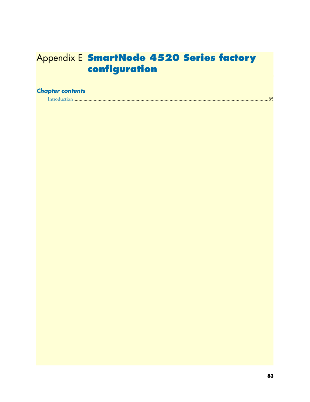 Patton electronic manual Appendix E SmartNode 4520 Series factory conﬁguration, Chapter contents 