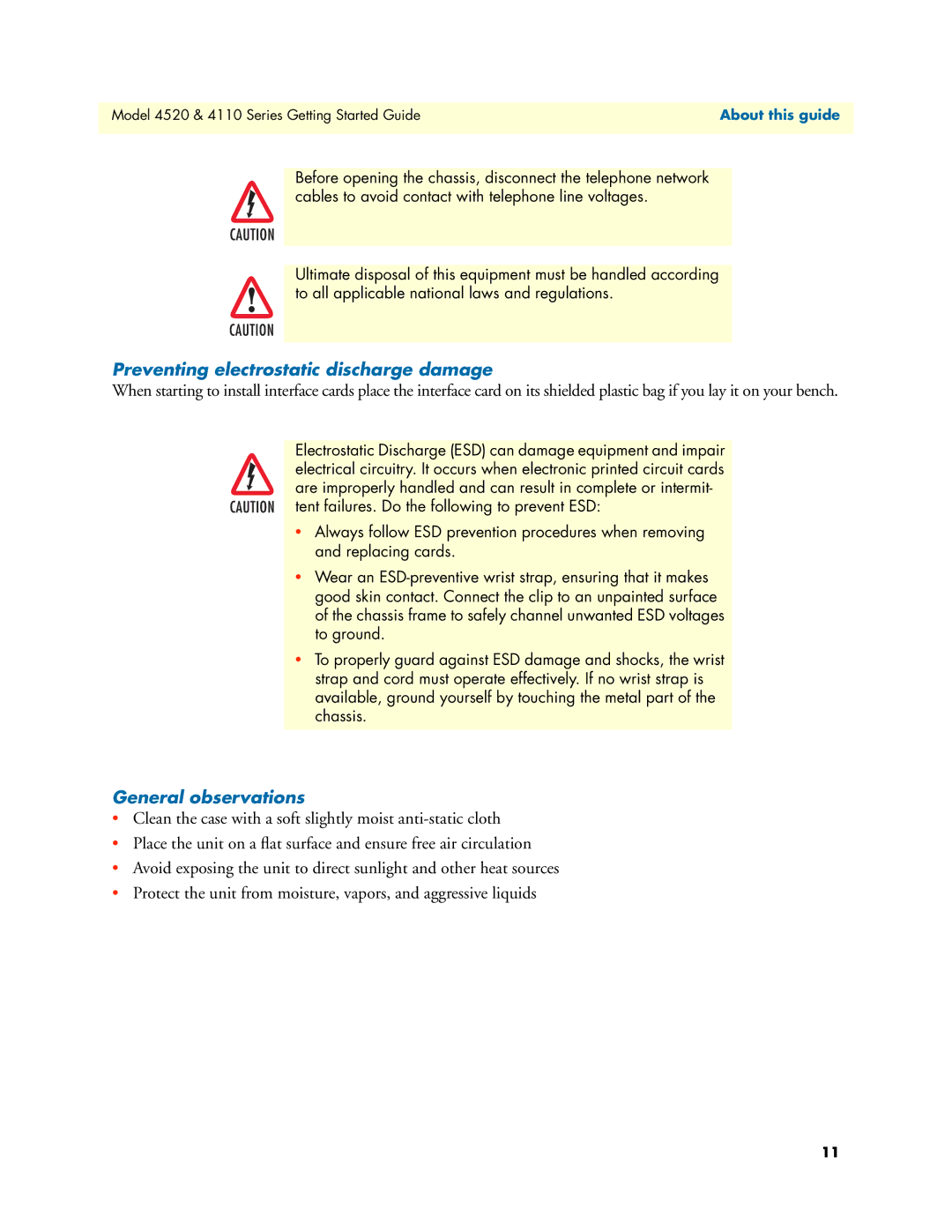 Patton electronic 4520 manual Preventing electrostatic discharge damage, General observations 