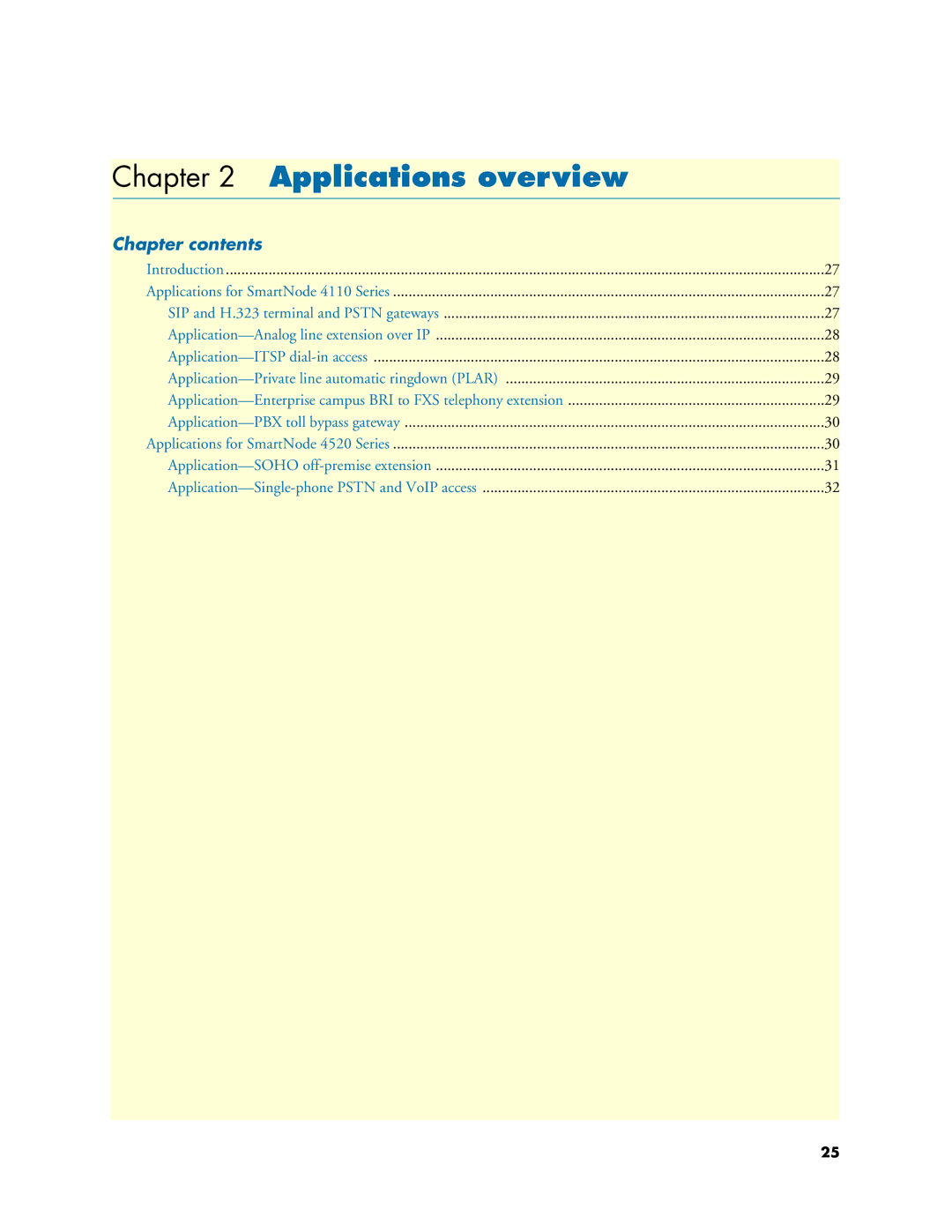 Patton electronic 4520 manual Applications overview, Chapter contents 