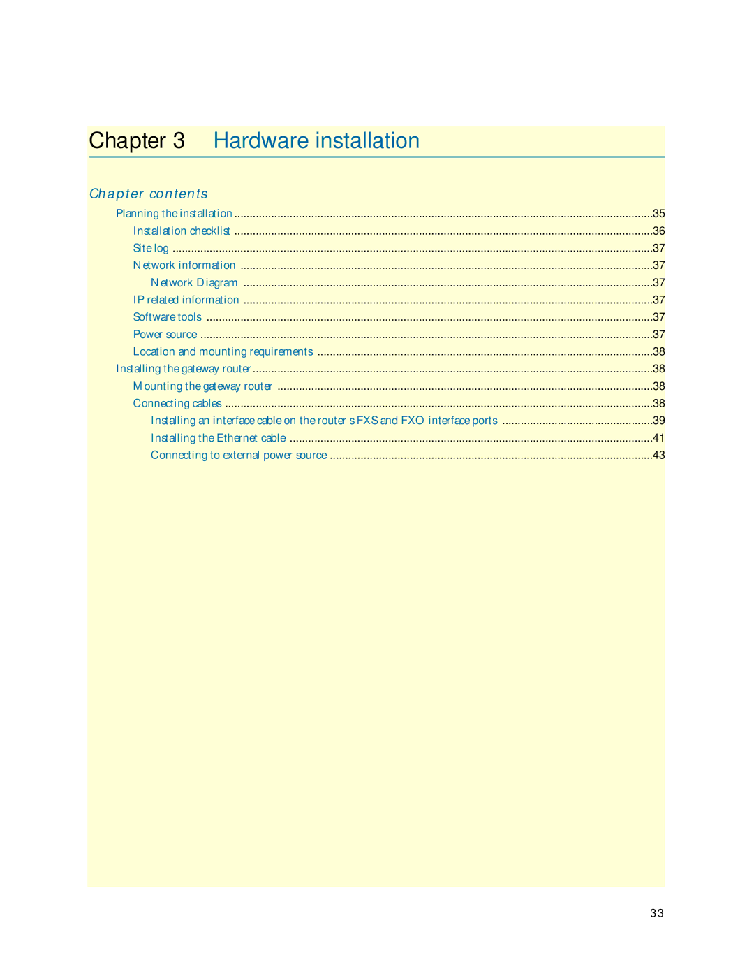 Patton electronic 4520 manual Hardware installation, Chapter contents 