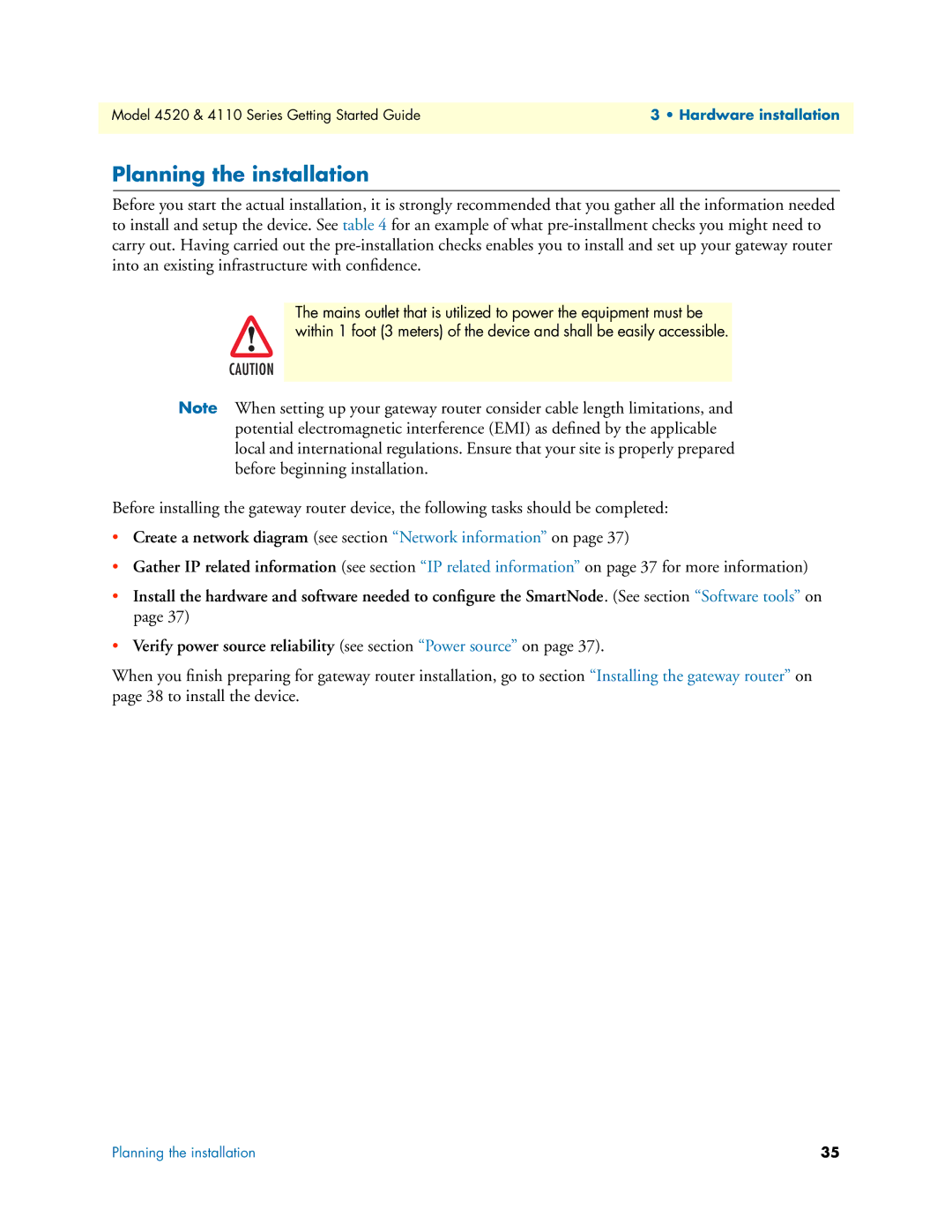 Patton electronic 4520 manual Planning the installation, Create a network diagram see section Network information on 