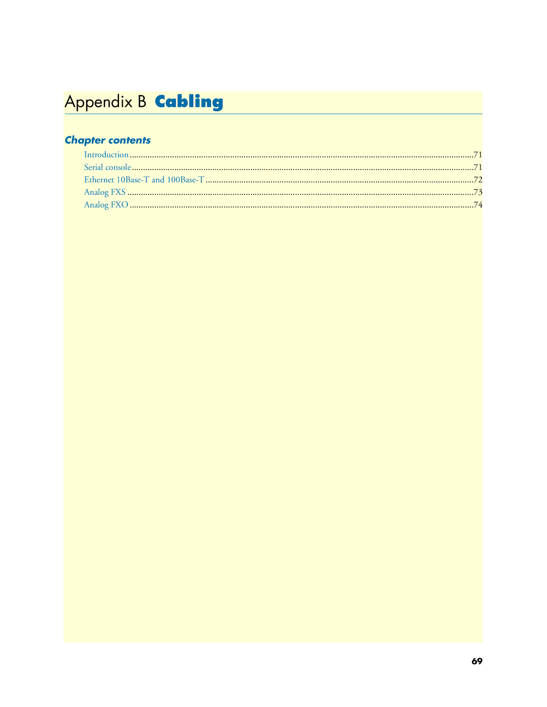 Patton electronic 4520 manual Appendix B Cabling 