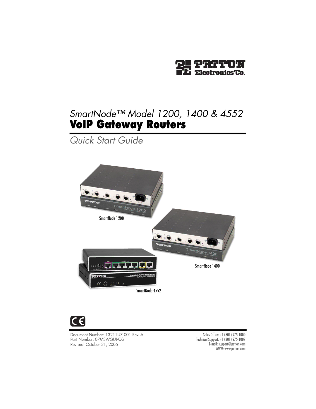 Patton electronic 1200, 4552, 1400 quick start VoIP Gateway Routers 