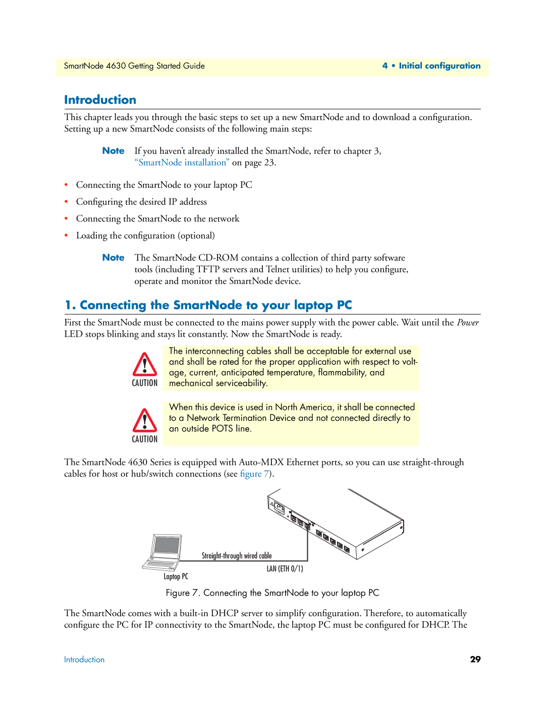 Patton electronic 4630 Series manual Connecting the SmartNode to your laptop PC 