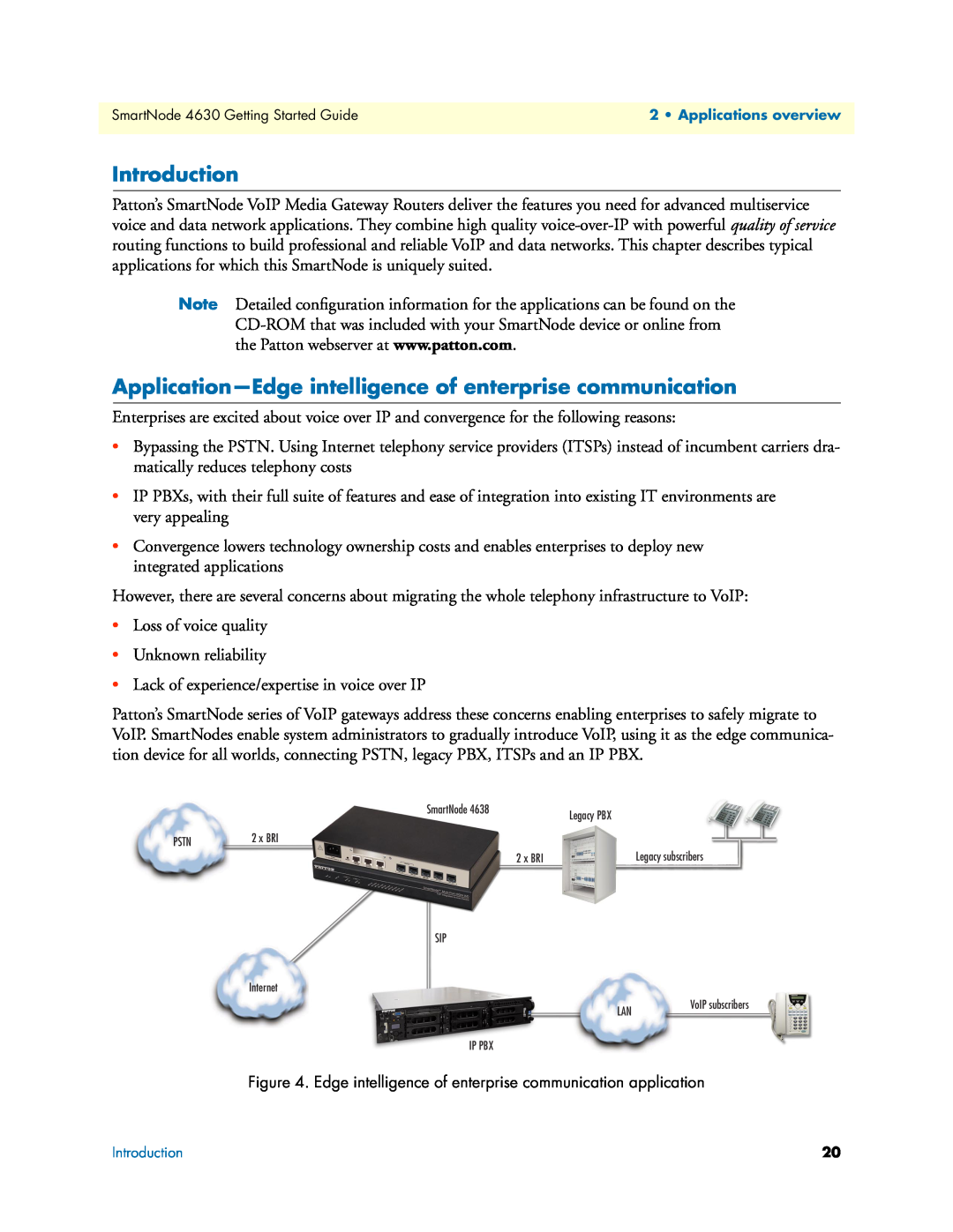 Patton electronic 4630 Series manual Introduction, Application-Edge intelligence of enterprise communication 