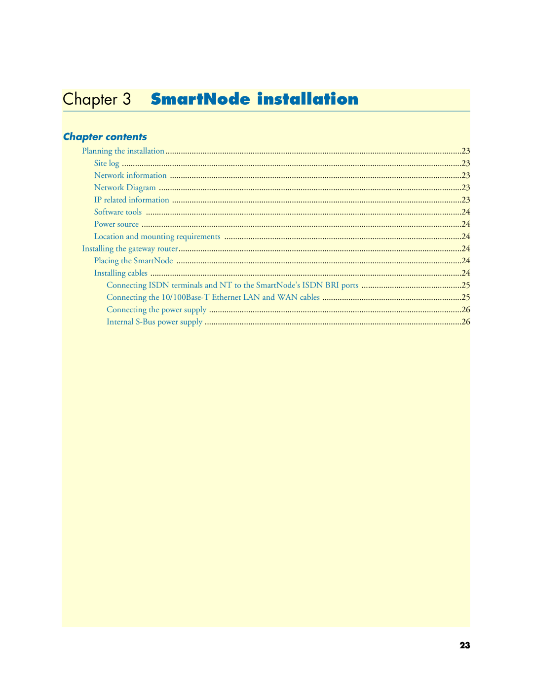 Patton electronic 4630 Series manual SmartNode installation, Chapter contents 