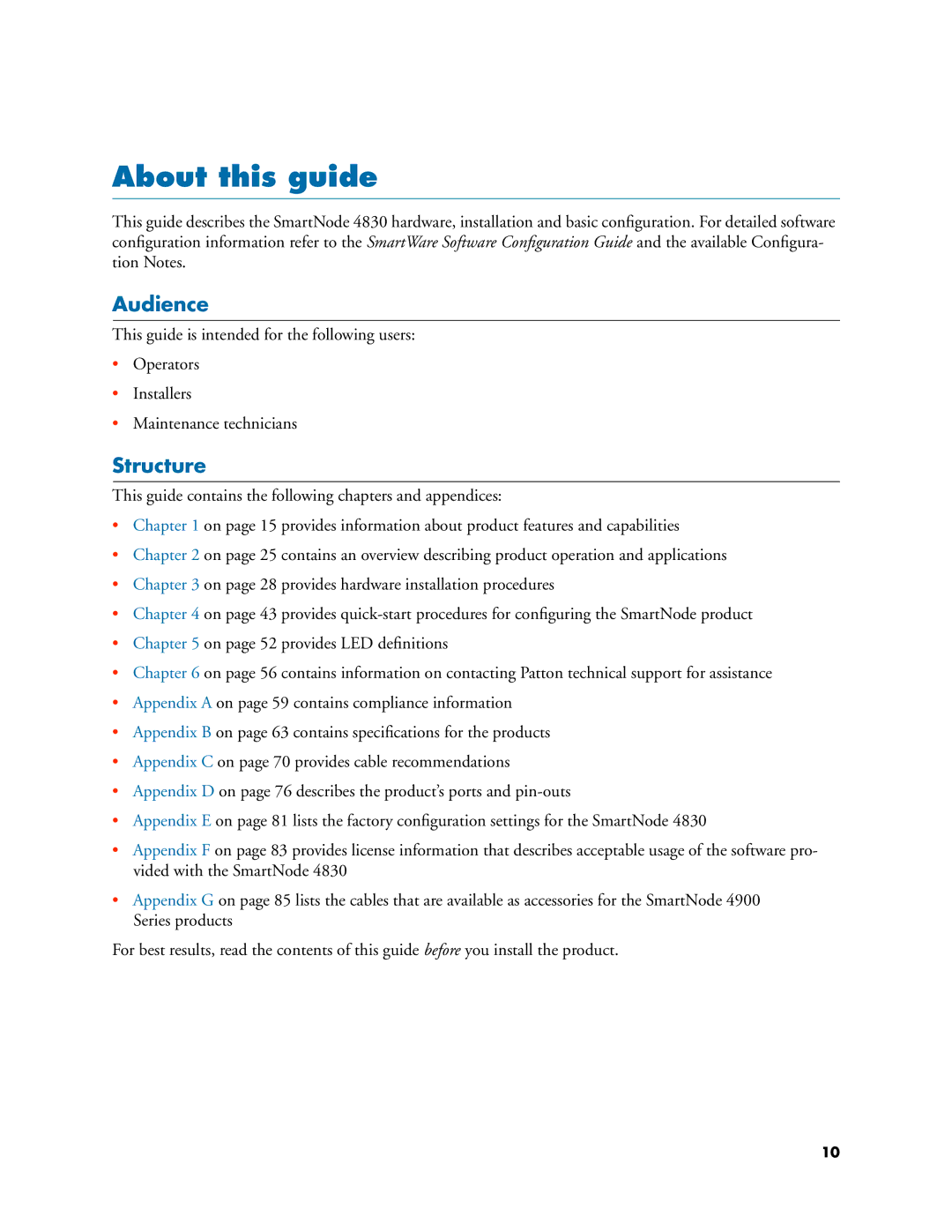 Patton electronic 4830 manual About this guide, Audience, Structure 