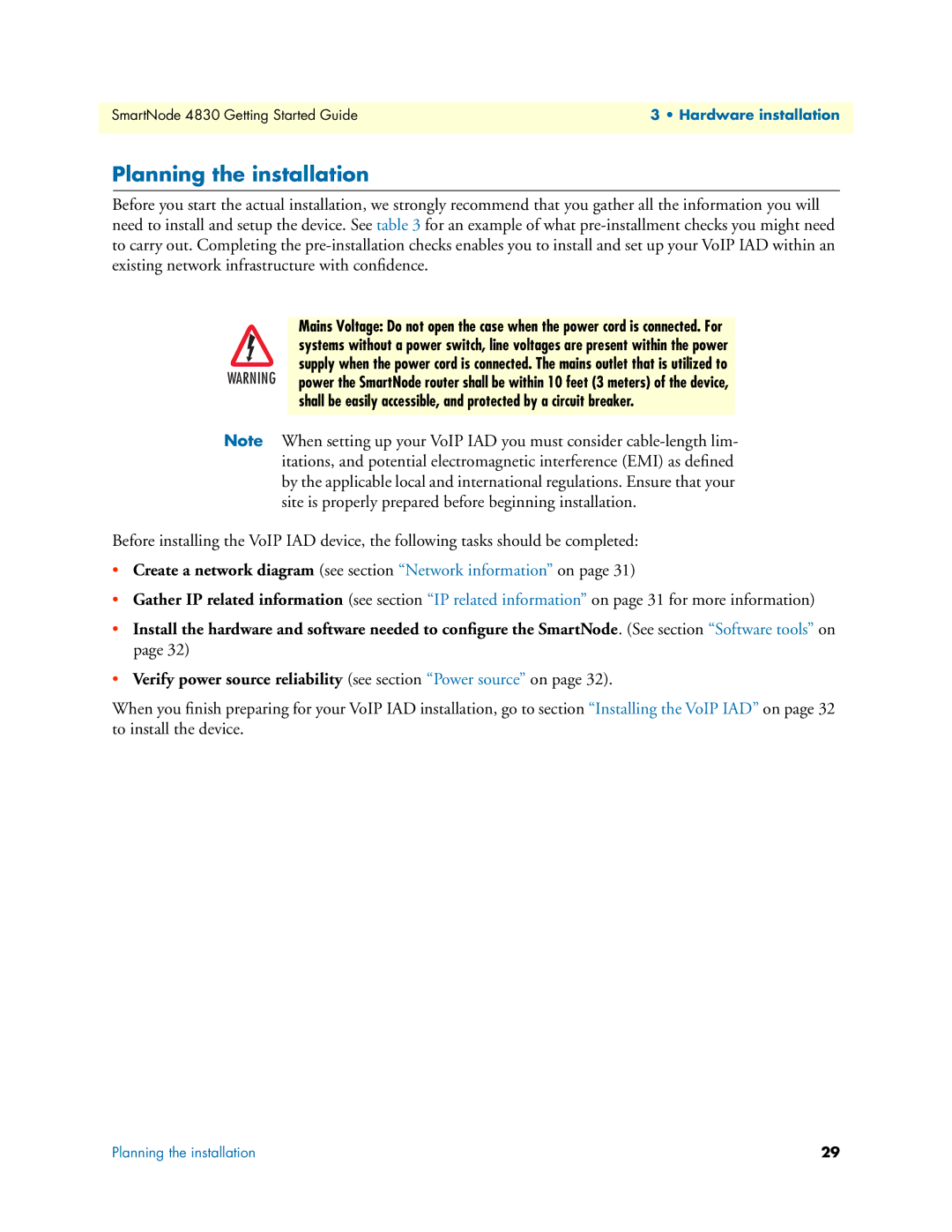 Patton electronic 4830 manual Planning the installation, Create a network diagram see section Network information on 