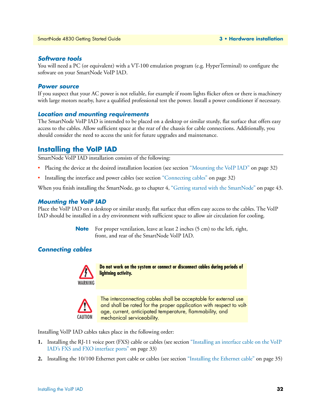 Patton electronic 4830 manual Installing the VoIP IAD 