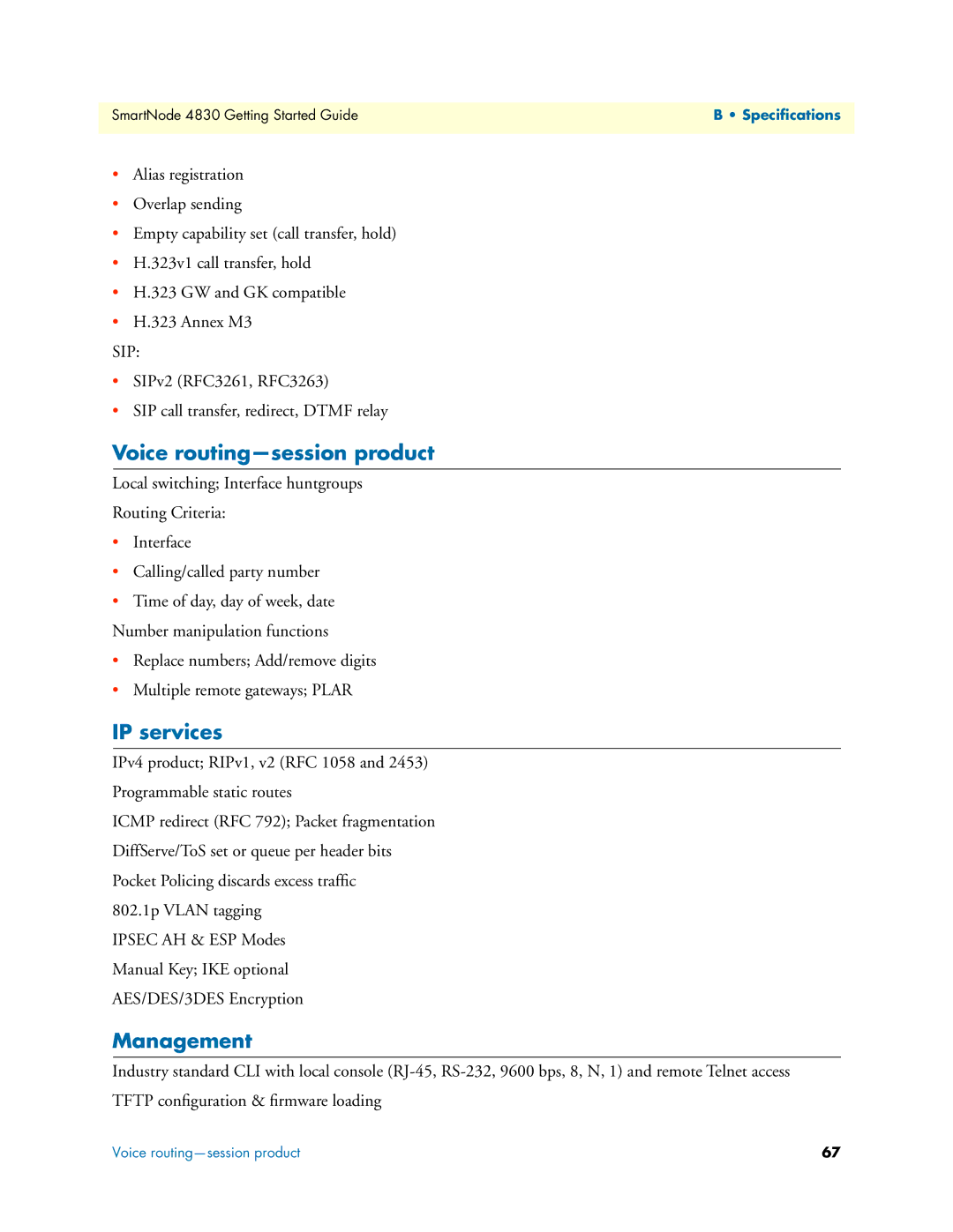 Patton electronic 4830 manual Voice routing-session product, IP services, Management 