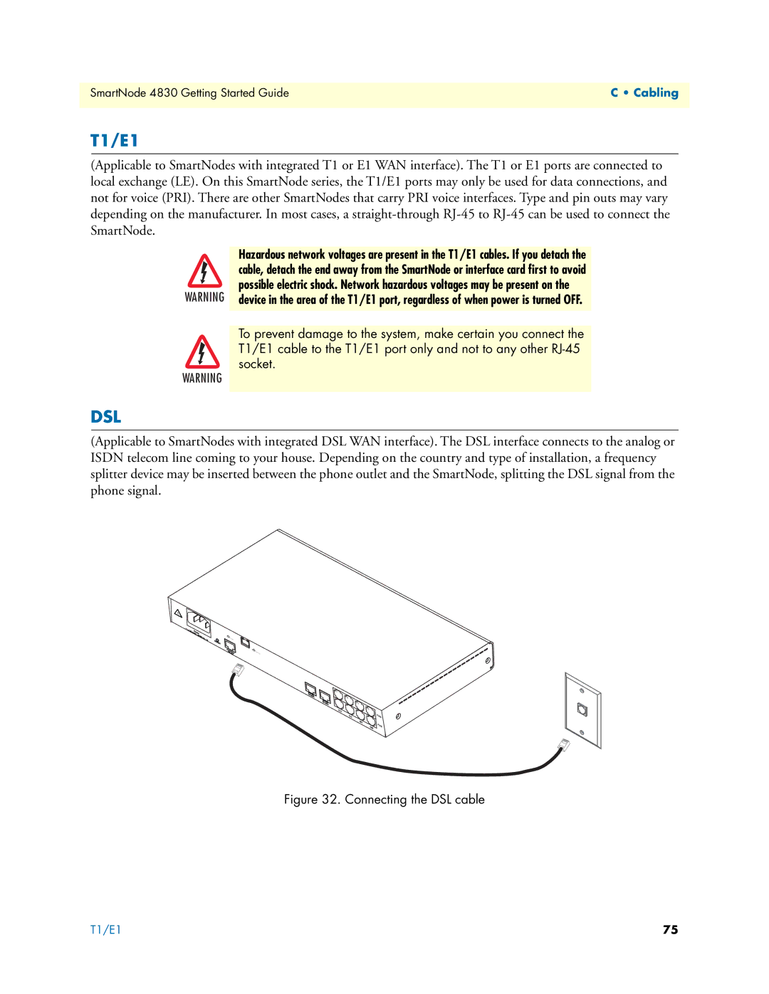 Patton electronic 4830 manual T1/E1, Dsl 