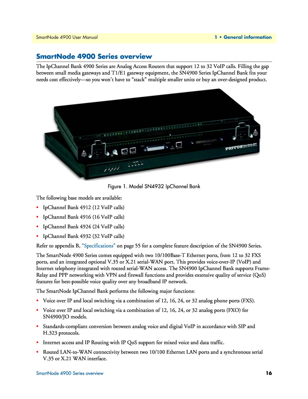 Patton electronic user manual SmartNode 4900 Series overview 