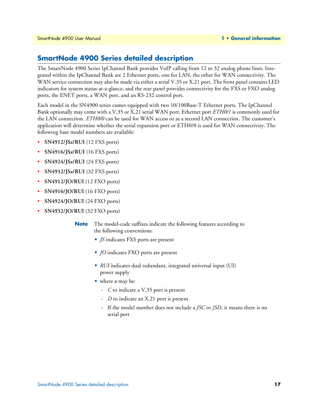 Patton electronic user manual SmartNode 4900 Series detailed description 