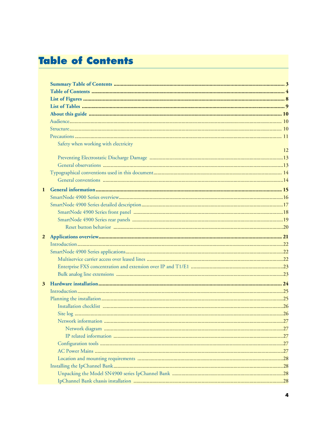 Patton electronic 4900 user manual Table of Contents 