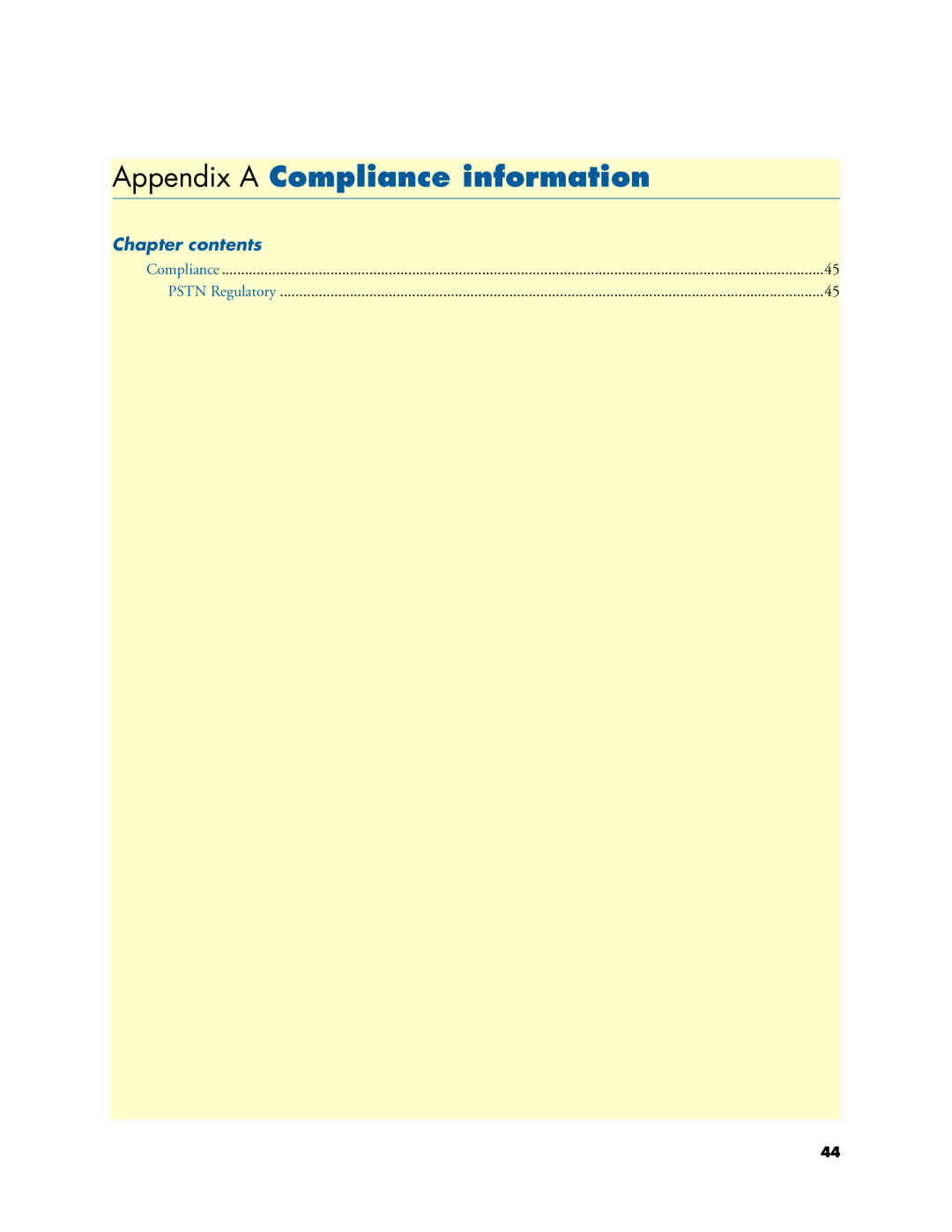 Patton electronic 4950-NCE manual Appendix A Compliance information, Chapter contents 