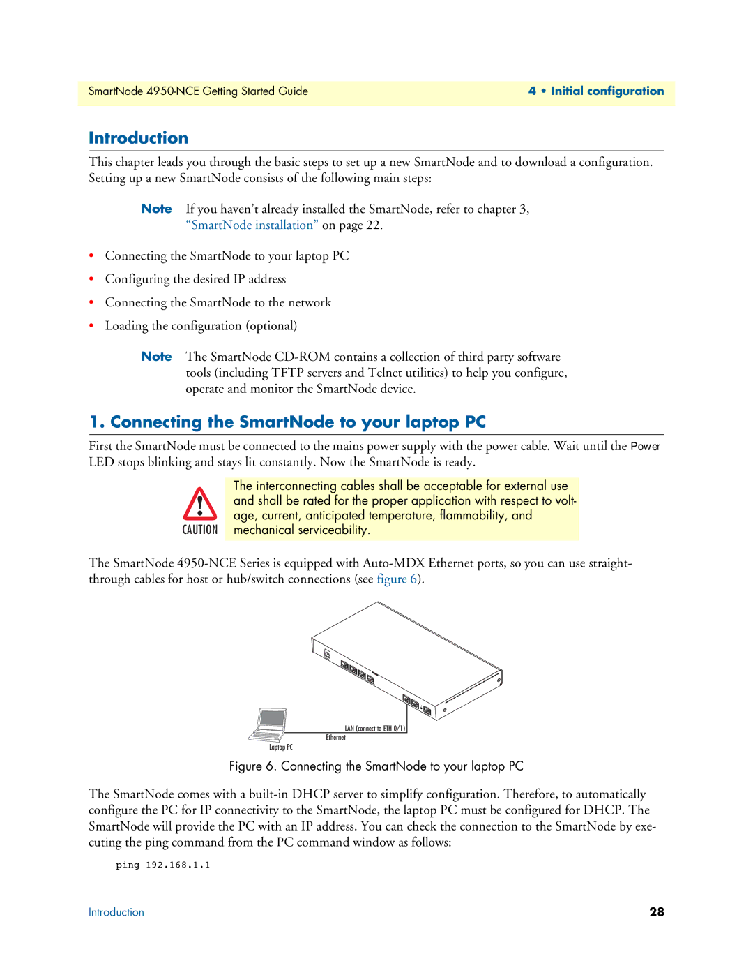 Patton electronic 4950-NCE manual Connecting the SmartNode to your laptop PC 