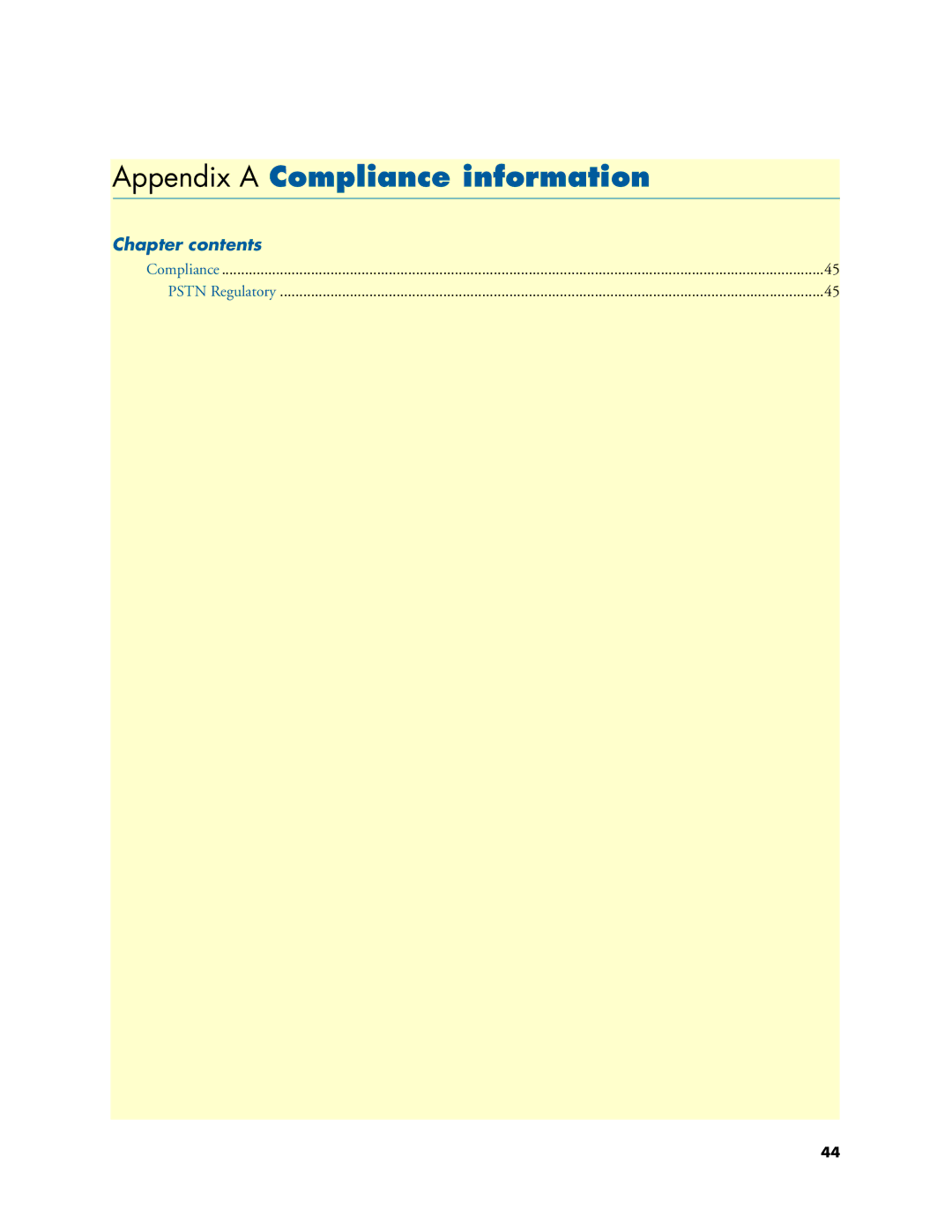 Patton electronic 4950-NCE manual Appendix a Compliance information, Chapter contents 