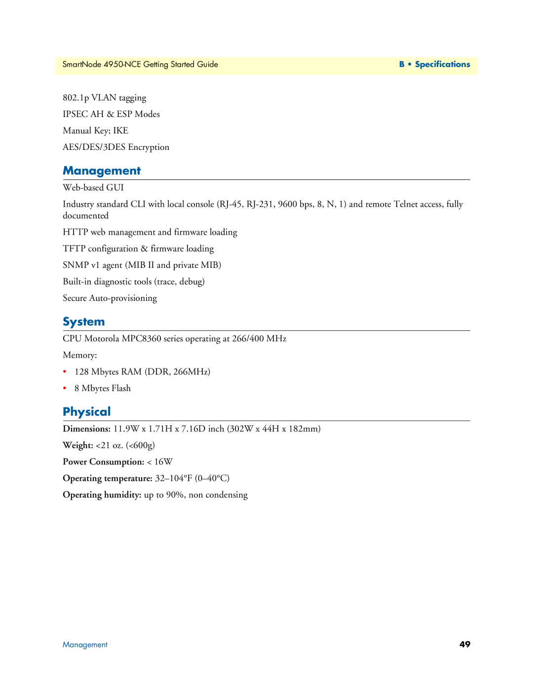 Patton electronic 4950-NCE manual Management, System, Physical 