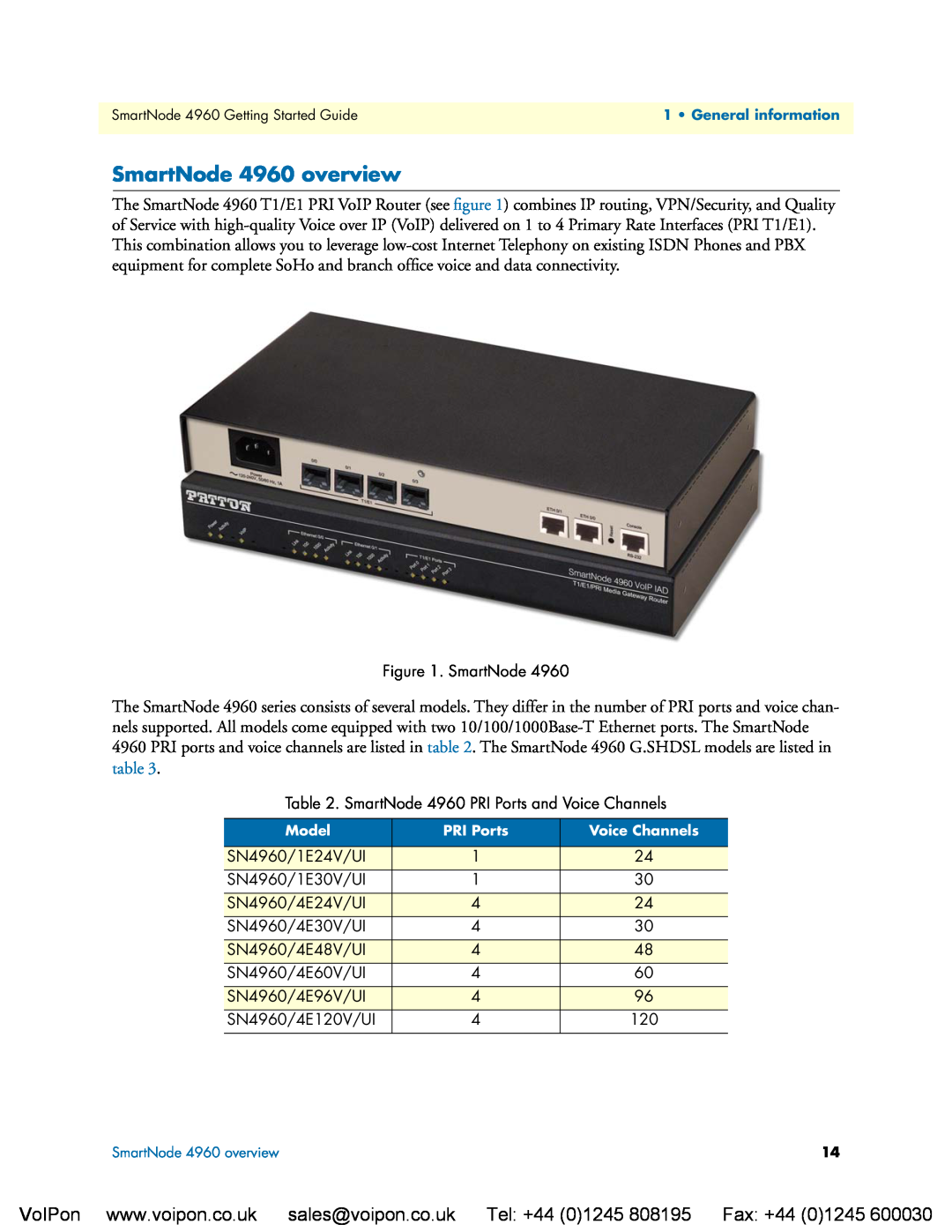 Patton electronic manual SmartNode 4960 overview 