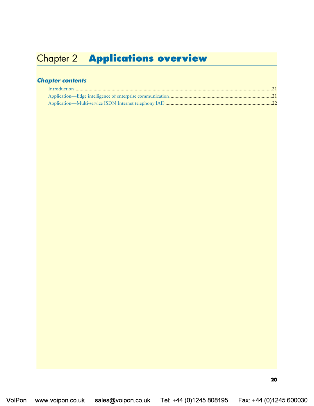Patton electronic 4960 manual Applications overview, Chapter contents 