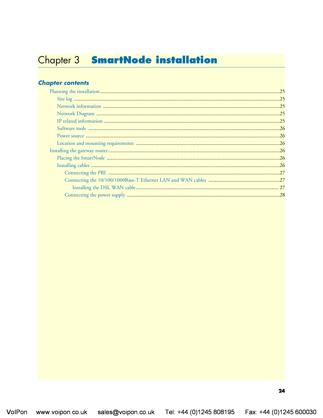 Patton electronic 4960 manual SmartNode installation, Chapter contents 