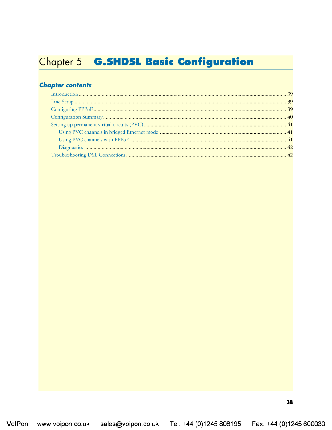 Patton electronic 4960 manual G.SHDSL Basic Conﬁguration, Chapter contents 