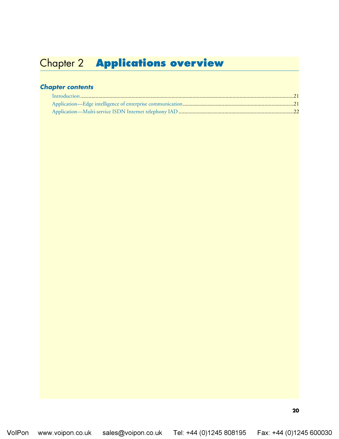 Patton electronic 4960 manual Applications overview, Chapter contents 