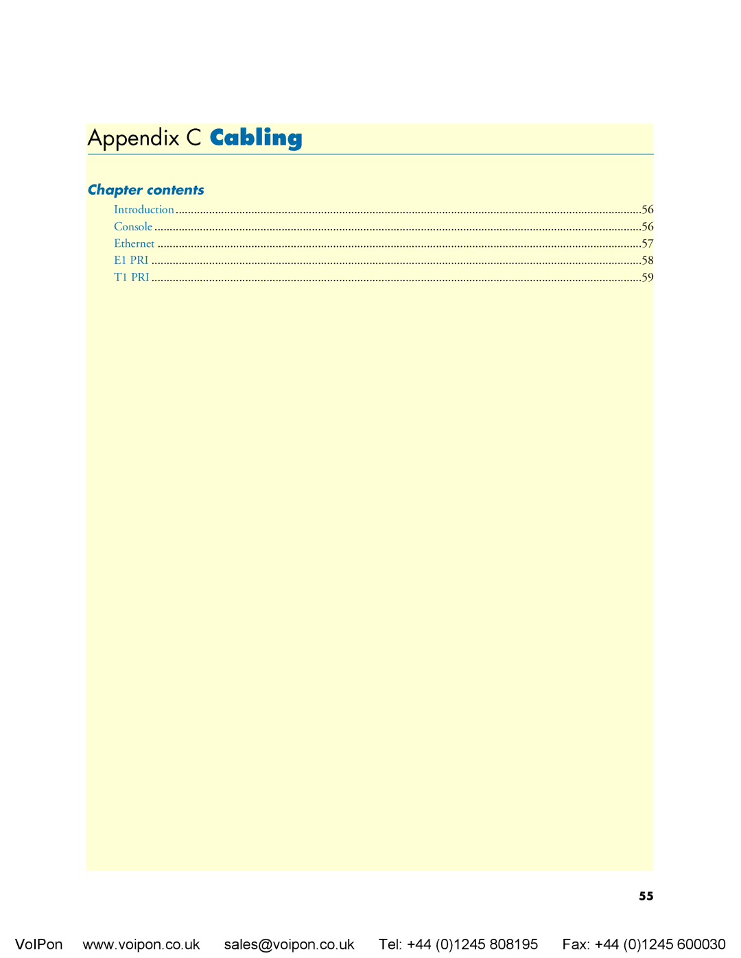 Patton electronic 4960 manual Appendix C Cabling 