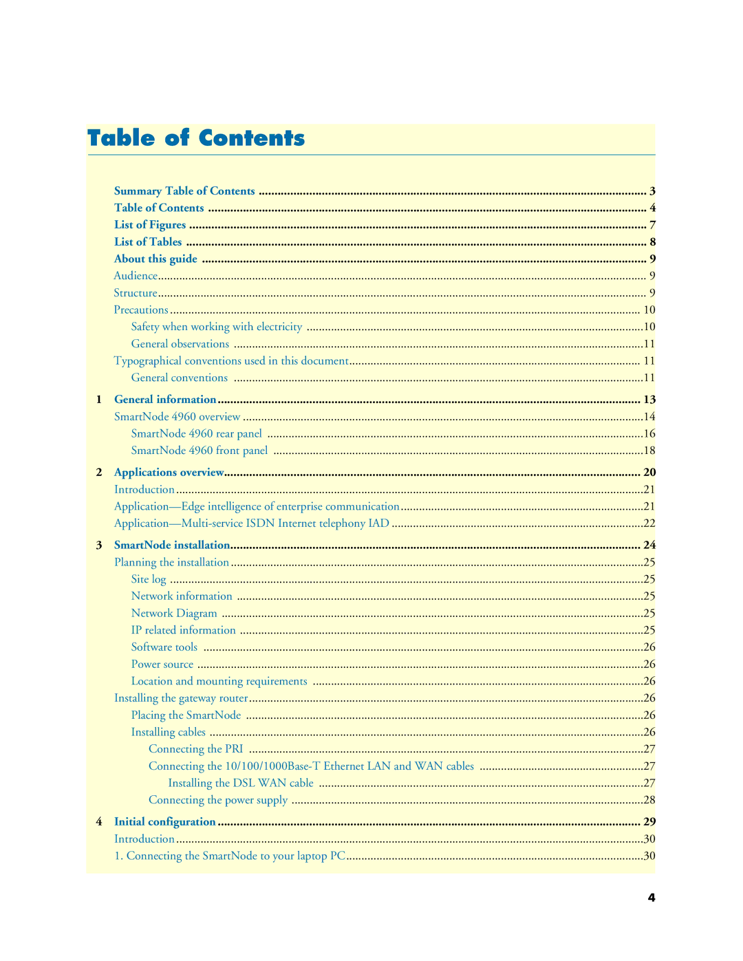 Patton electronic 4960 manual Table of Contents 