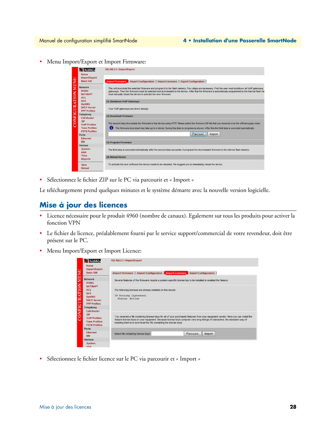 Patton electronic 46XX, 496X, 455X manual Mise à jour des licences 