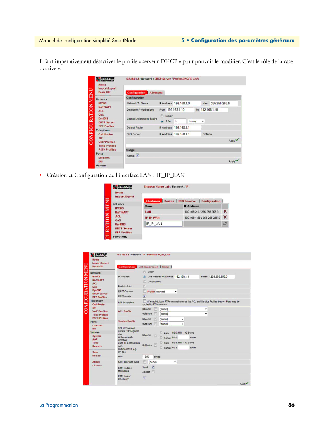 Patton electronic 496X, 46XX, 455X manual Configuration des paramètres généraux 