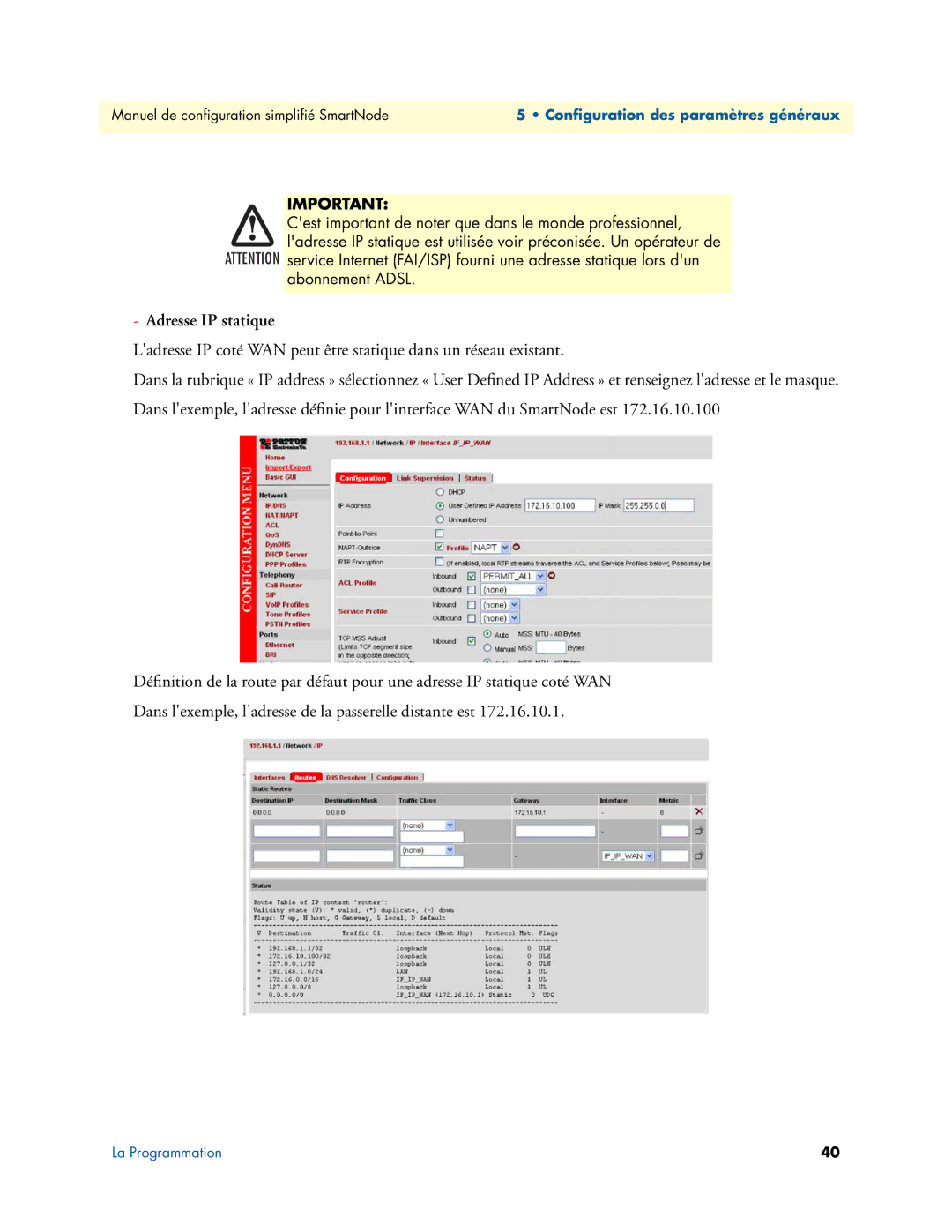 Patton electronic 46XX, 496X, 455X manual Adresse IP statique 