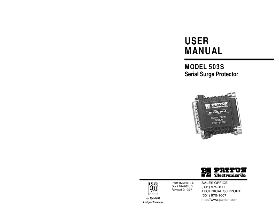 Patton electronic 503S user manual User Manual 