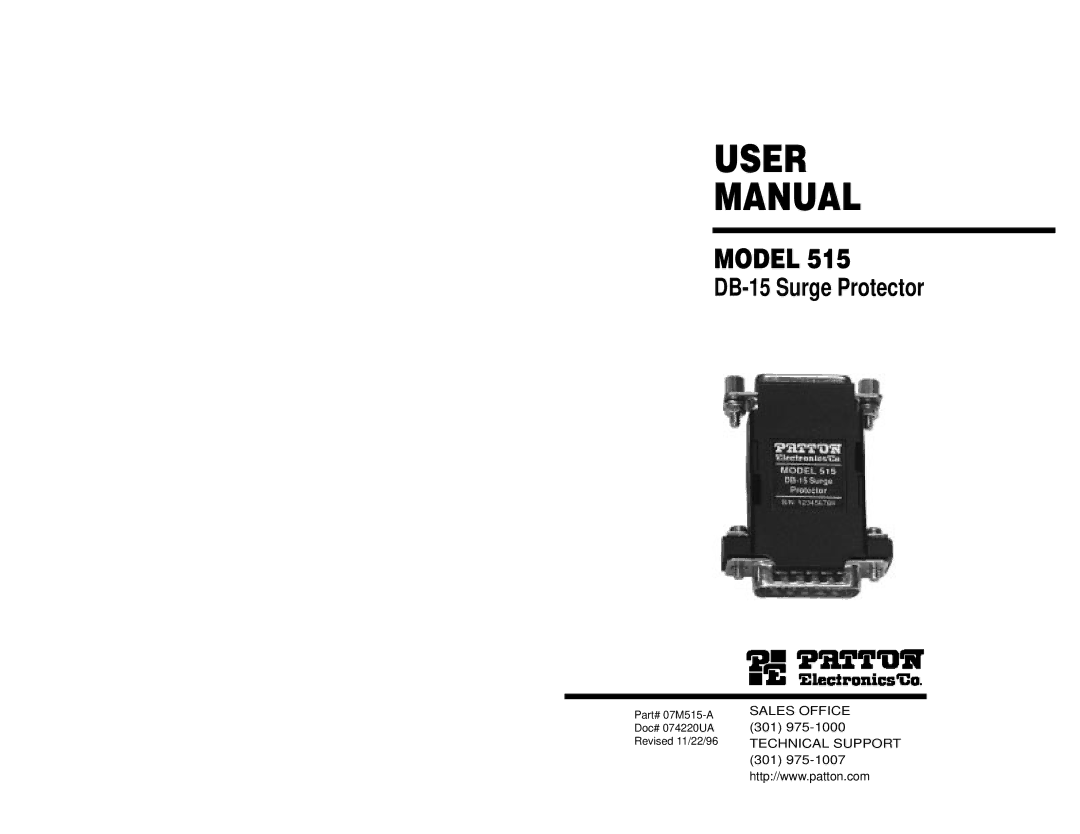 Patton electronic 515 DB-15 user manual User Manual 