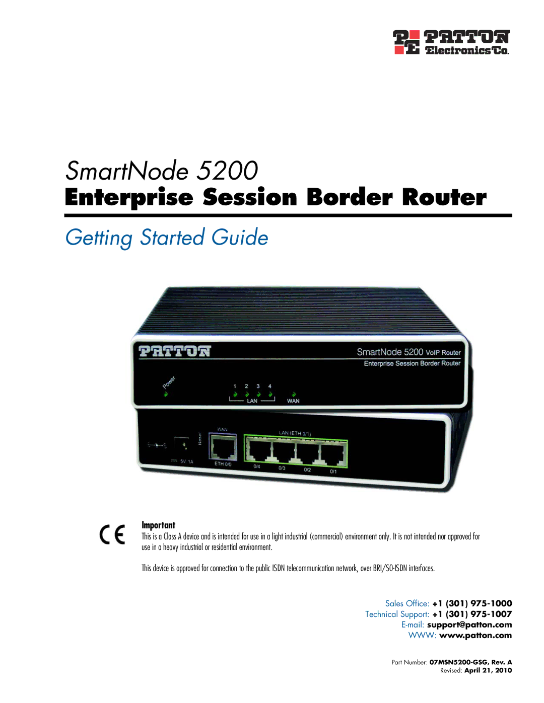 Patton electronic 5200 manual SmartNode 